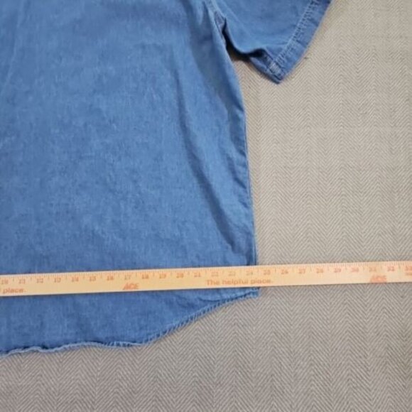 Port & Company SP11 Men's Short Sleeve Button Down Value Denim Shirt with Pocket - Picture 12 of 15